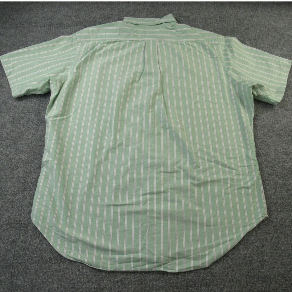 Ralph Lauren Shirt Mens XL Green Stripe Classic‎ Fit Short Sleeve Button Down